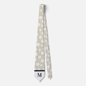 White & Stone Daisies Monogramed Necktie Krawatte (Vorderseite)