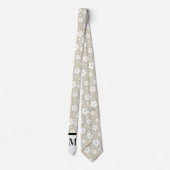 White & Stone Daisies Monogramed Necktie Krawatte (Rückseite)