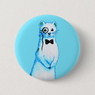White Store Ermine Niedlich Ferret Lover Kunst, Di Button