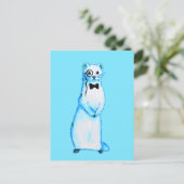 White Store Ermine Niedlich Ferret Lover Kunst, Di Postkarte (Stehend Vorderseite)