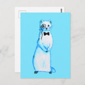 White Store Ermine Niedlich Ferret Lover Kunst, Di Postkarte (Vorne/Hinten)