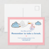 White Stork & Baby Illustration Babydusche Beratun Postkarte (Vorne/Hinten)