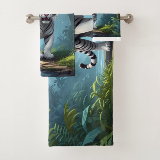 White Storm Tiger – Jungle Lightning Fantasy Mouse Badhandtuch Set (Insitu)