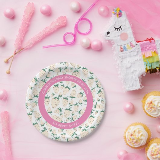 White Strawberry Niedlich Pineberry CUSTOM BABY SH Pappteller (Party)