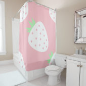 white strawberry pastel pink fruit print duschvorhang (Beispiel)