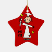 White Strichmännchen Girl Graduate on Red Keramikornament (Rechts)