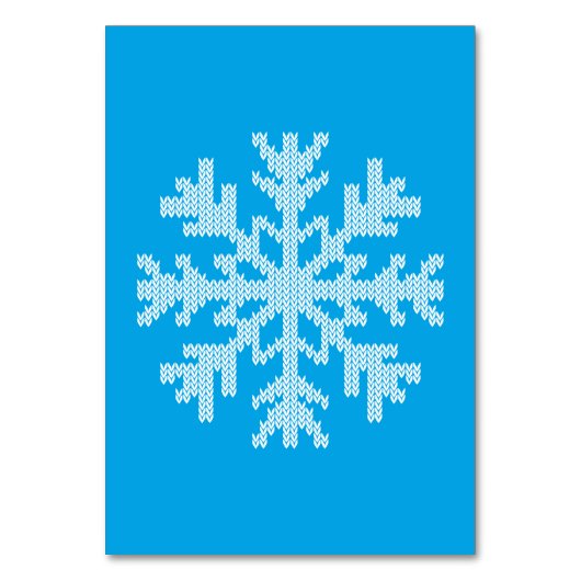 White Strick Snowflake auf Sky Blue Tischnummer (Vorderseite)