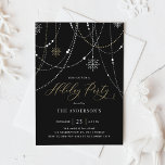 White String Lights Black Holiday Party Einladung<br><div class="desc">Erleben Sie Ihre Feier mit unserer atemberaubenden, individuell gestaltbaren Feier-Einladung! Mit eleganten, weißen und goldfarbenen Saitenlichtern und einem schwarzen Hintergrund Set diese Einladung einen festlichen und raffinierten Ton für Ihre Ansammlung im Urlaub. Die Einladung wird mit Ihren Veranstaltungsdetails wie dem Namen, dem Datum, der Uhrzeit, dem Ort und den besonderen...</div>