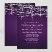 White String Lights on Royal Lila Einladung (Vorne/Hinten)