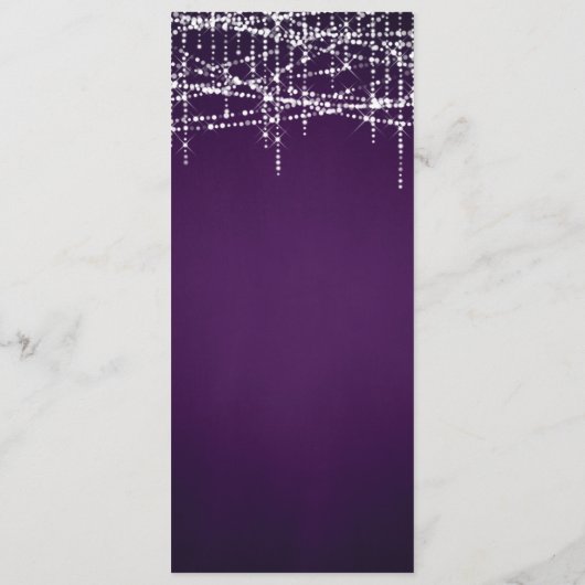 White String Lights on Royal Lila Menükarte (Rückseite)