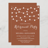 White String Lights Terracotta Pension Party Einladung (Vorne/Hinten)