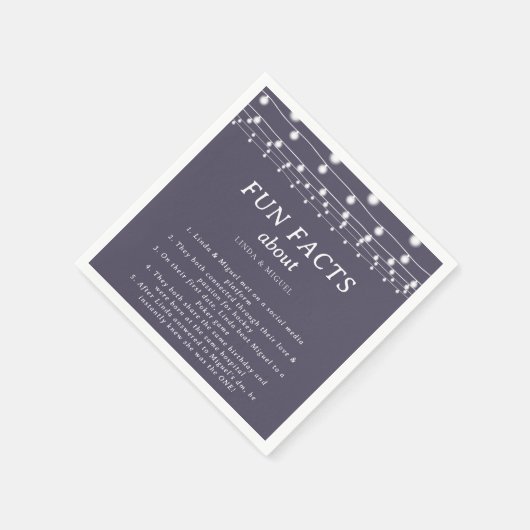 White String Lights Trivia Fun Fakten Hochzeit Serviette (Ecke)