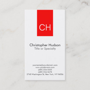 White Strip Monogram Business Card Visitenkarte