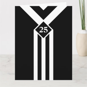 White Stripes and Chevrons on Black with Monogram Karte