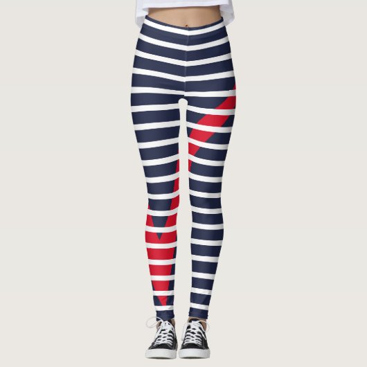 White Stripes Red Tick Mark Leggings (Vorderseite)