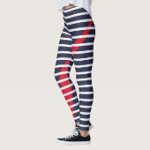 White Stripes Red Tick Mark Leggings (Links)