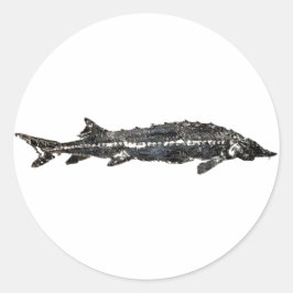 White Sturgeon Gyotaku-40-Item Runder Aufkleber