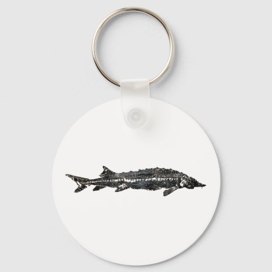 White Sturgeon Gyotaku-40-Item Schlüsselanhänger (Vorderseite)