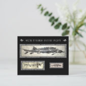 White Sturgeon Gyotaku Collage Card Postkarte (Stehend Vorderseite)