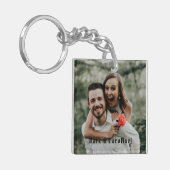 White Stylish Happy Halloween Schlüsselanhänger (Vorderseite links)