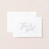 White Stylized Script Wedding Vielen Dank Folienkarte (Vorderseite mit Umschlag)