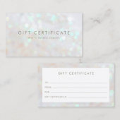 White Subtile Glitzer Bokeh Geschenkgutschein Empfehlungskarte (Vorne/Hinten)