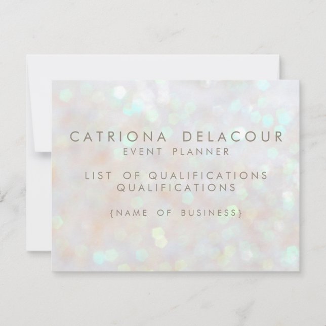White Subtle Glitzer Bokeh Business Employee Card (Vorderseite)