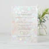 White Subtle Glitzer Bokeh Einladung Hochzeit (Stehend Vorderseite)