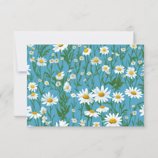 White Summer Daisies for Wedding RSVP (Rückseite)