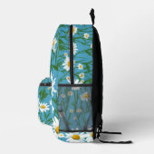 White Summer Daisies on Aqua Bedruckter Rucksack (Rechts)