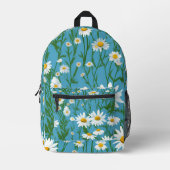 White Summer Daisies on Aqua Bedruckter Rucksack (Vorderseite)