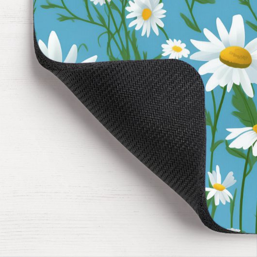 White Summer Daisies on Aqua Mousepad (Ecke)