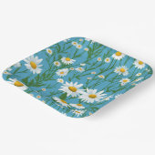 White Summer Daisies on Aqua Pappteller (Gewinkelt)