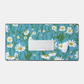 White Summer Daisies on Aqua Schreibtischunterlage (Tastatur & Maus)