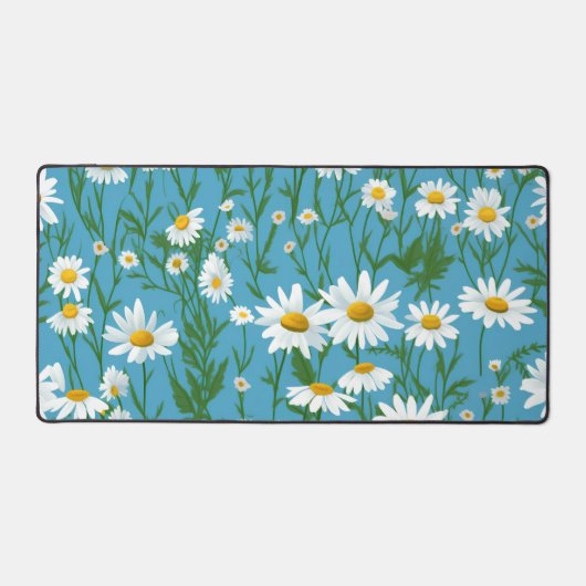 White Summer Daisies on Aqua Schreibtischunterlage (Vorderseite)