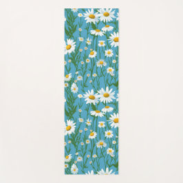 White Summer Daisies On Aqua Yogamatte