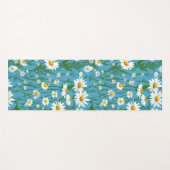 White Summer Daisies On Aqua Yogamatte (Vorderseite (Horizontal))