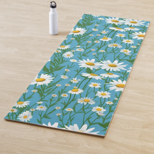 White Summer Daisies On Aqua Yogamatte (Beispiel)