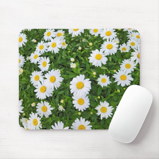White Summer Daisy Garden Mousepad (Mit Mouse)