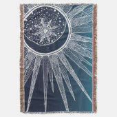 White Sun Moon Mandala Blue Gradient Design Decke (Vorderseite Vertikal)