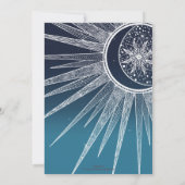 White Sun Moon Mandala Blue Gradient Design Einladung (Rückseite)