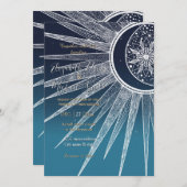 White Sun Moon Mandala Blue Gradient Design Einladung (Vorne/Hinten)