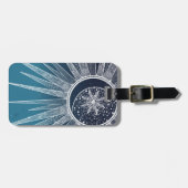 White Sun Moon Mandala Blue Gradient Design Gepäckanhänger (Vorderseite horizontal)