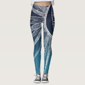 White Sun Moon Mandala Blue Gradient Design Leggings (Vorderseite)