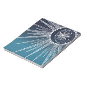 White Sun Moon Mandala Blue Gradient Design Notizblock (Rotiert)