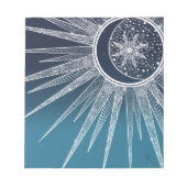 White Sun Moon Mandala Blue Gradient Design Notizblock (Vorderseite)