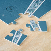 White Sun Moon Mandala Blue Gradient Design Puzzle (Seite)