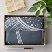 White Sun Moon Mandala Blue Gradient Design Seidenpapier (Geschenk)