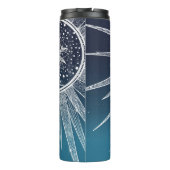 White Sun Moon Mandala Blue Gradient Design Thermosbecher (Rückseite)