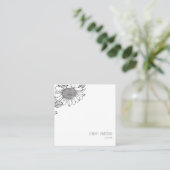 White Sunflower Simple Square Quadratische Visitenkarte (Stehend Vorderseite)